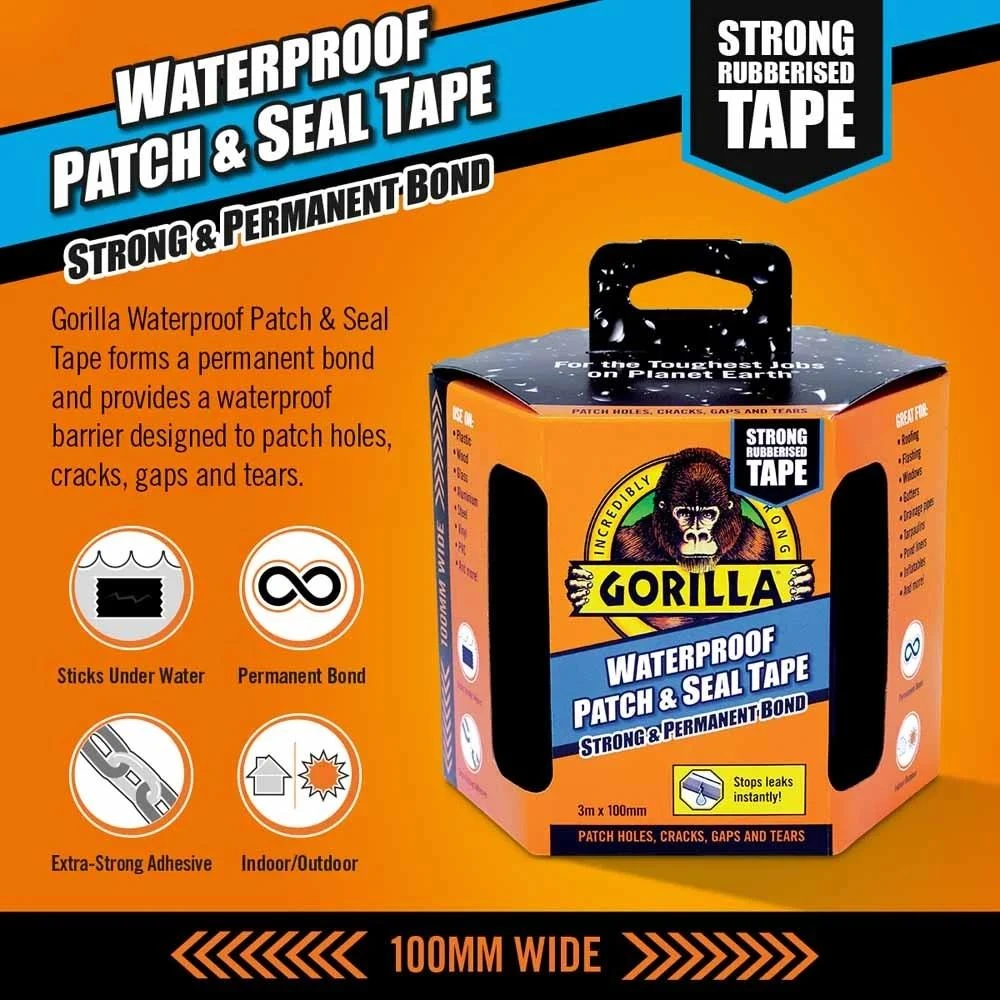 Gorilla Waterproof Patch & Seal Rubberised Fixing Tape - Image 2